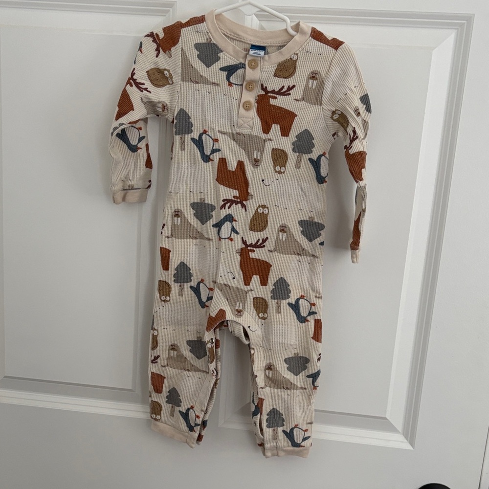 Old Navy Beige Animal Print Footie